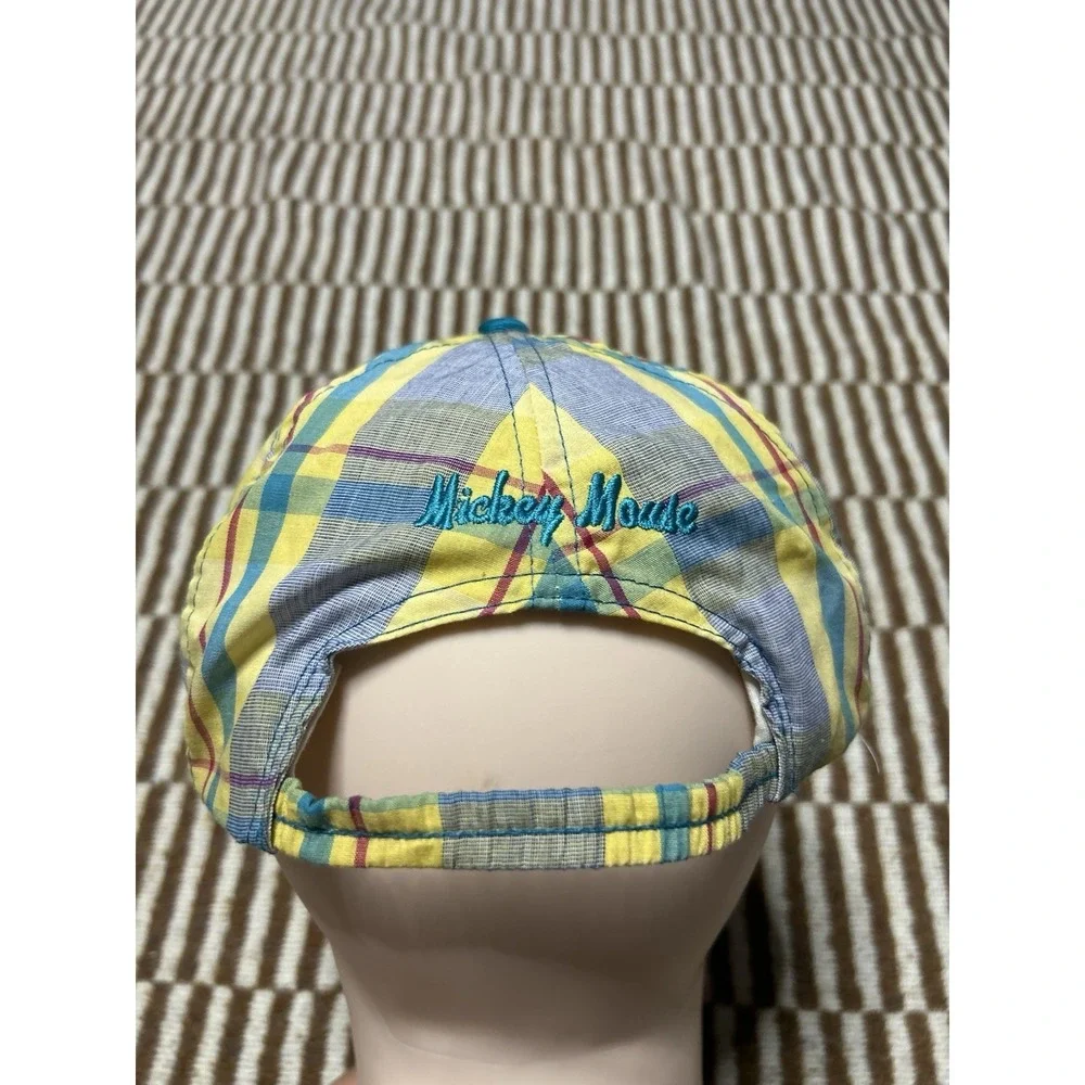 Vintage Mickey Mouse Disney Hat Cap Yellow Plaid 90s Made In USA Goofys Hat C